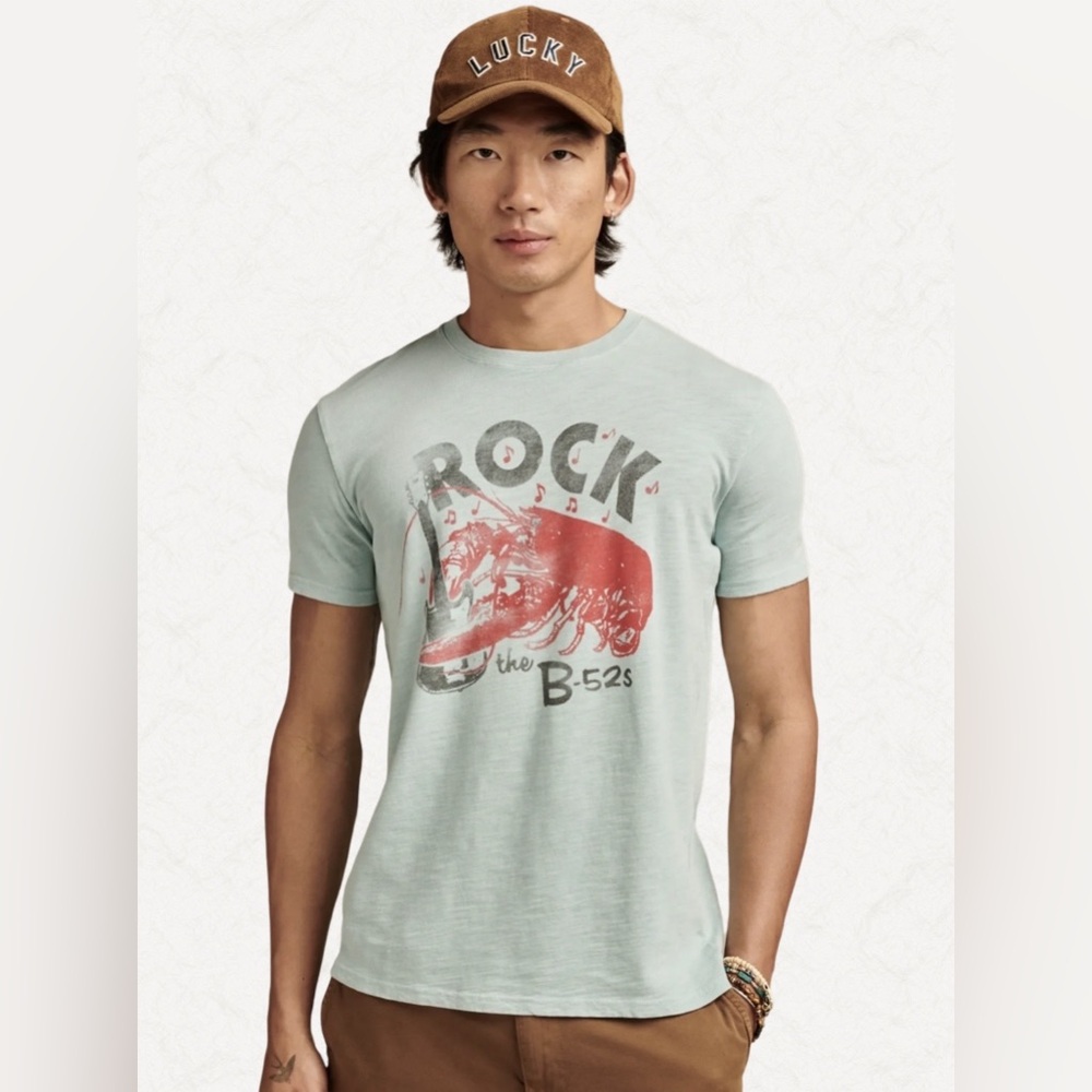 Lucky Brand B-52s Rock Lobster Graphic Tee Small Mint Green Band T-Shirt NWT